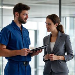 Un nostro specialista in sopralluogo con un cliente